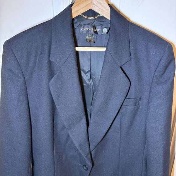 Nordstrom Classiques SZ L 100% Wool Vintage Women's Blazer Career Minimalist - Picture 3 of 13